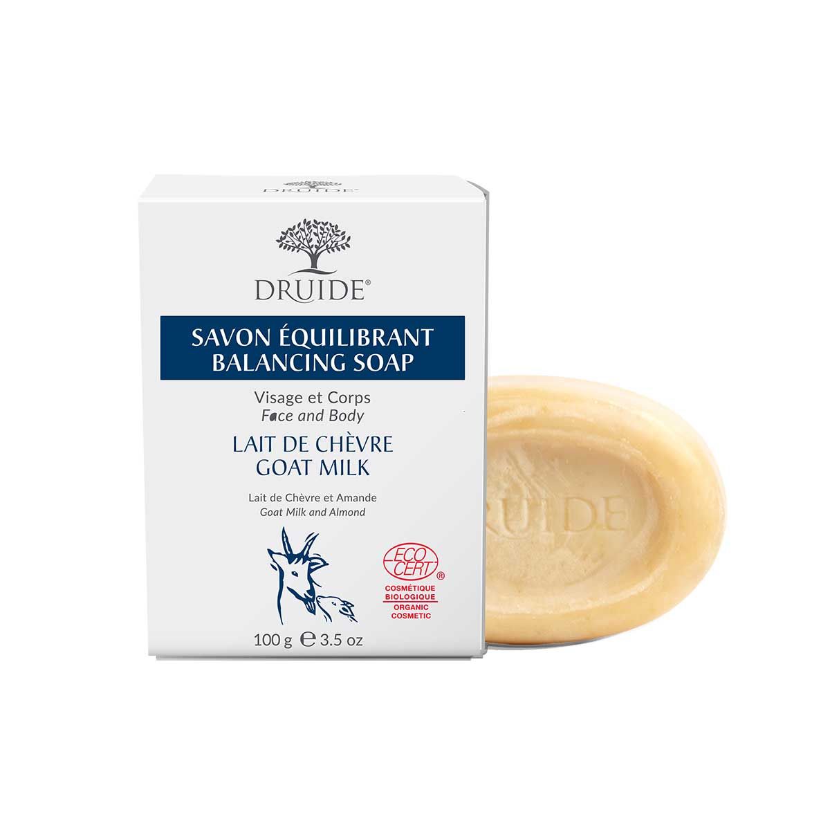 Savon solide bio équilibrant au lait de chèvre, pour peau sèche - Laboratoires Druide