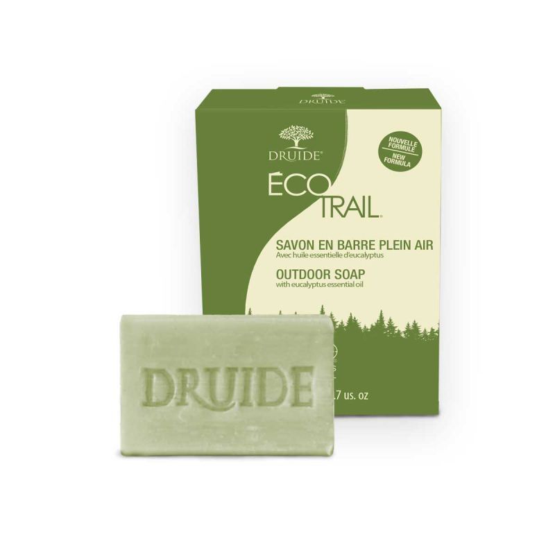 Savon solide Plein Air EcoTrail Druide à l'eucalyptus - savon bio sans huile de palme pour le camping et le plein air - 105 g